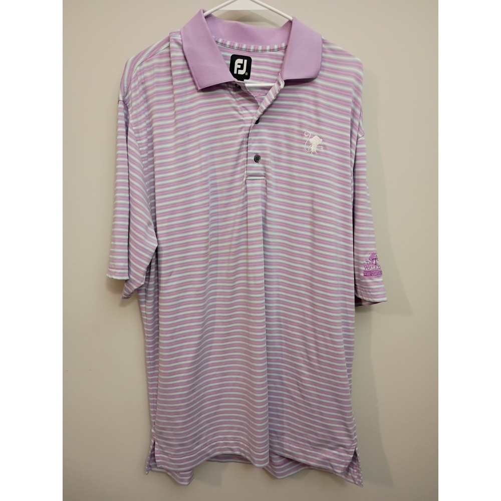 FootJoy Clemson Walker Course Golf Polo Shirt Mens XL Purple Stripe Performance